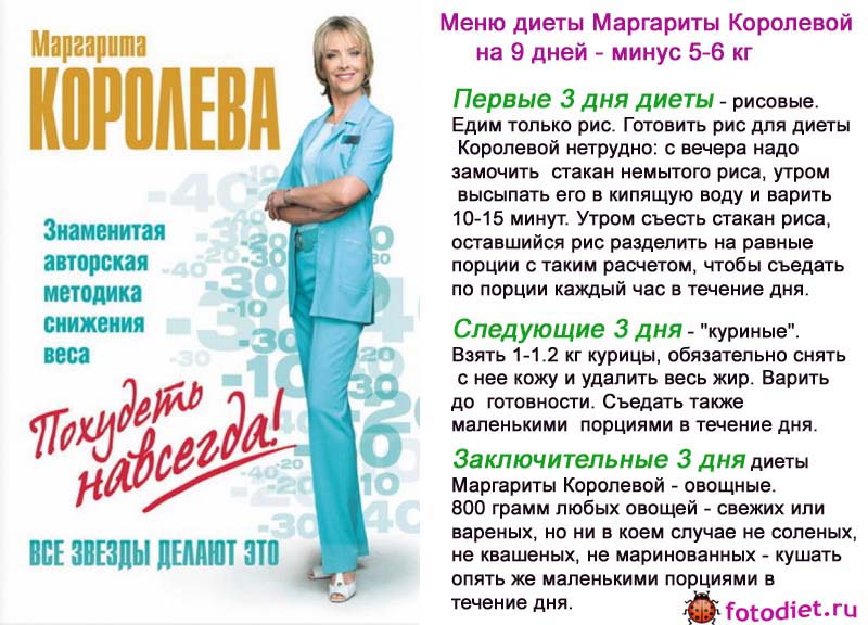 диета маргариты королевой 9 дней
